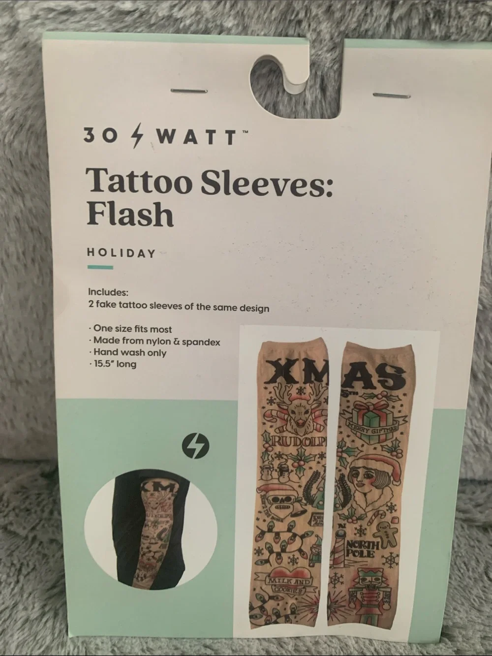 🆕 - BY 30/ WATT  Holiday Tattoo Sleeves in Beige with Multicolor Print